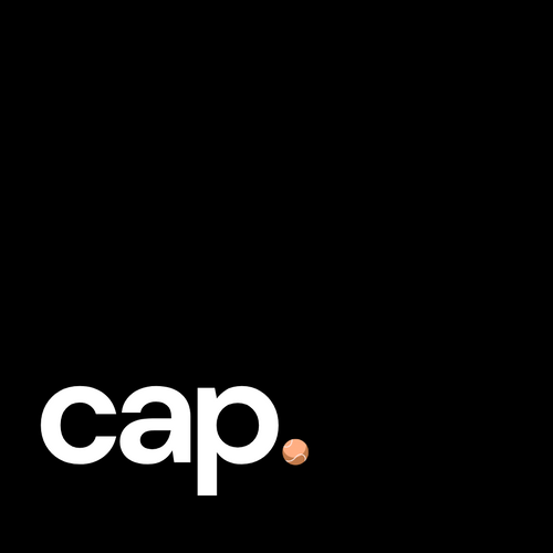 Black background with 'cap.' logo in white and green dot