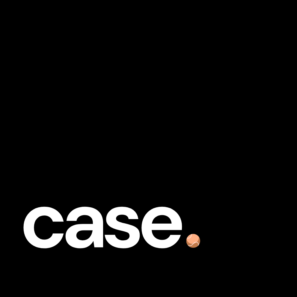 Black background with 'case.' logo