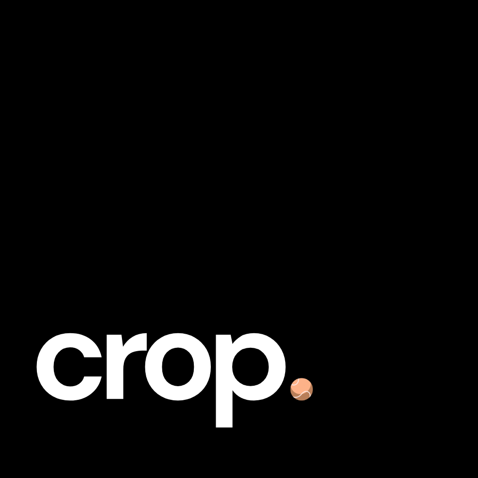 Logo of the brand 'crop' on a black background